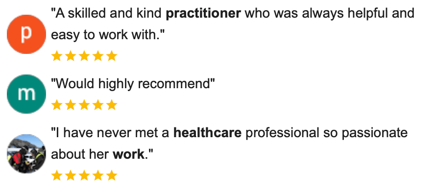 Google review link for Center of Integration Rolfing Structural Therapy with Paige the Rolfer in the Tampa Bay area. Lutz, Florida